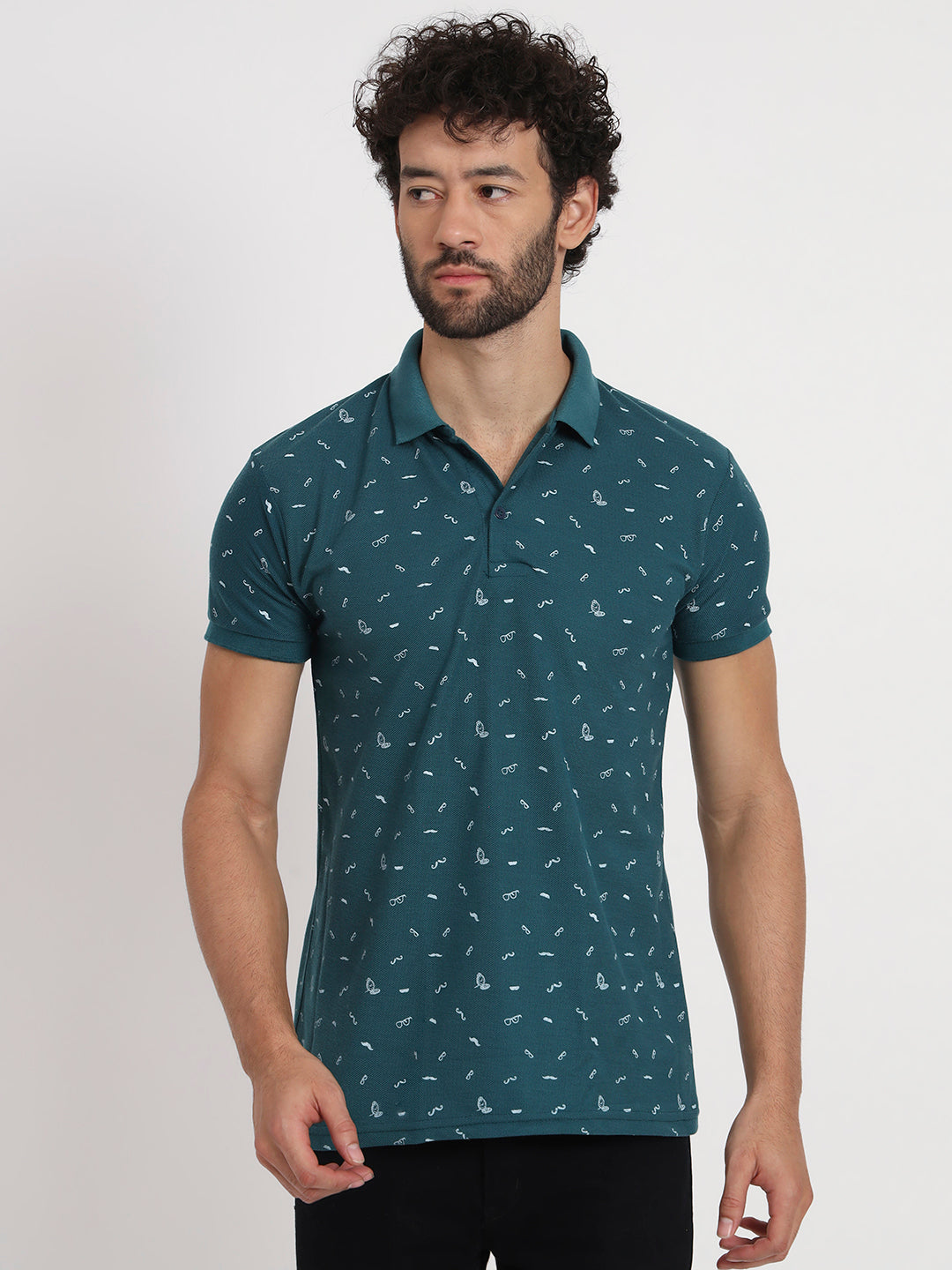 Regular Fit Micro Print Polo T-Shirt