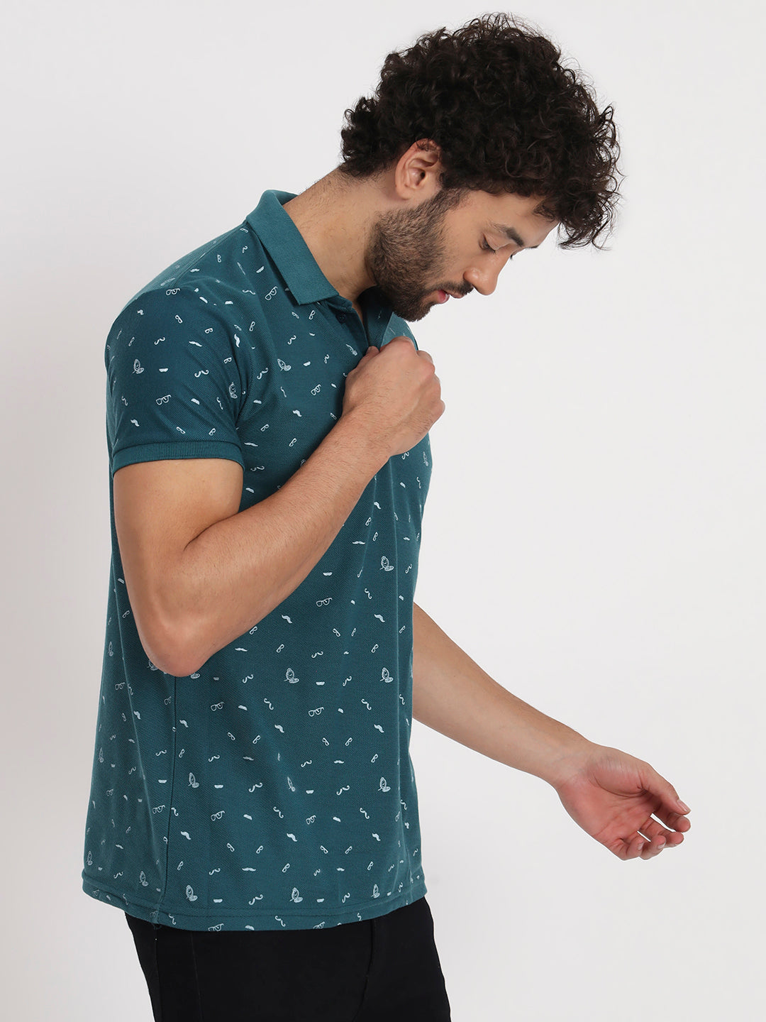 Regular Fit Micro Print Polo T-Shirt