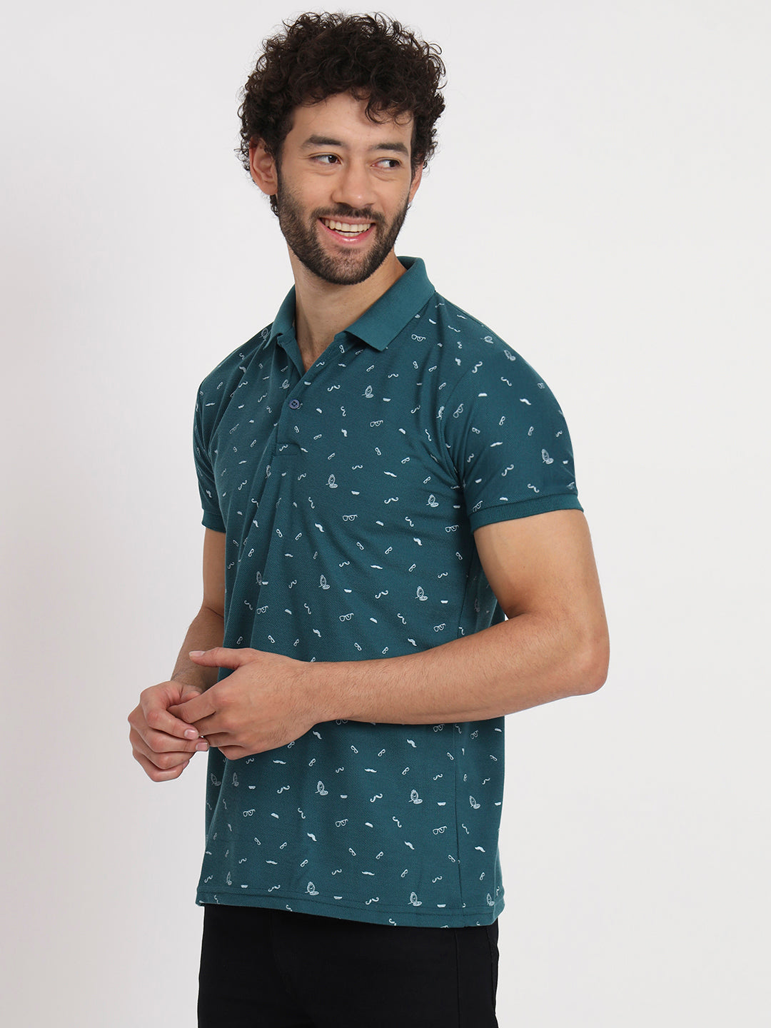 Regular Fit Micro Print Polo T-Shirt