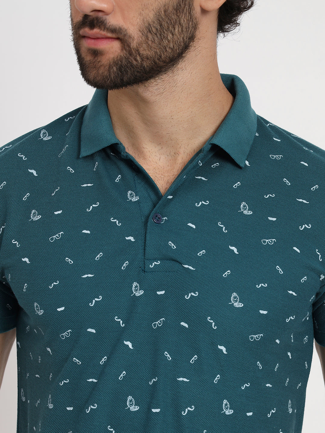 Regular Fit Micro Print Polo T-Shirt