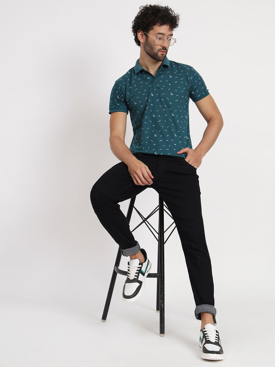 Regular Fit Micro Print Polo T-Shirt