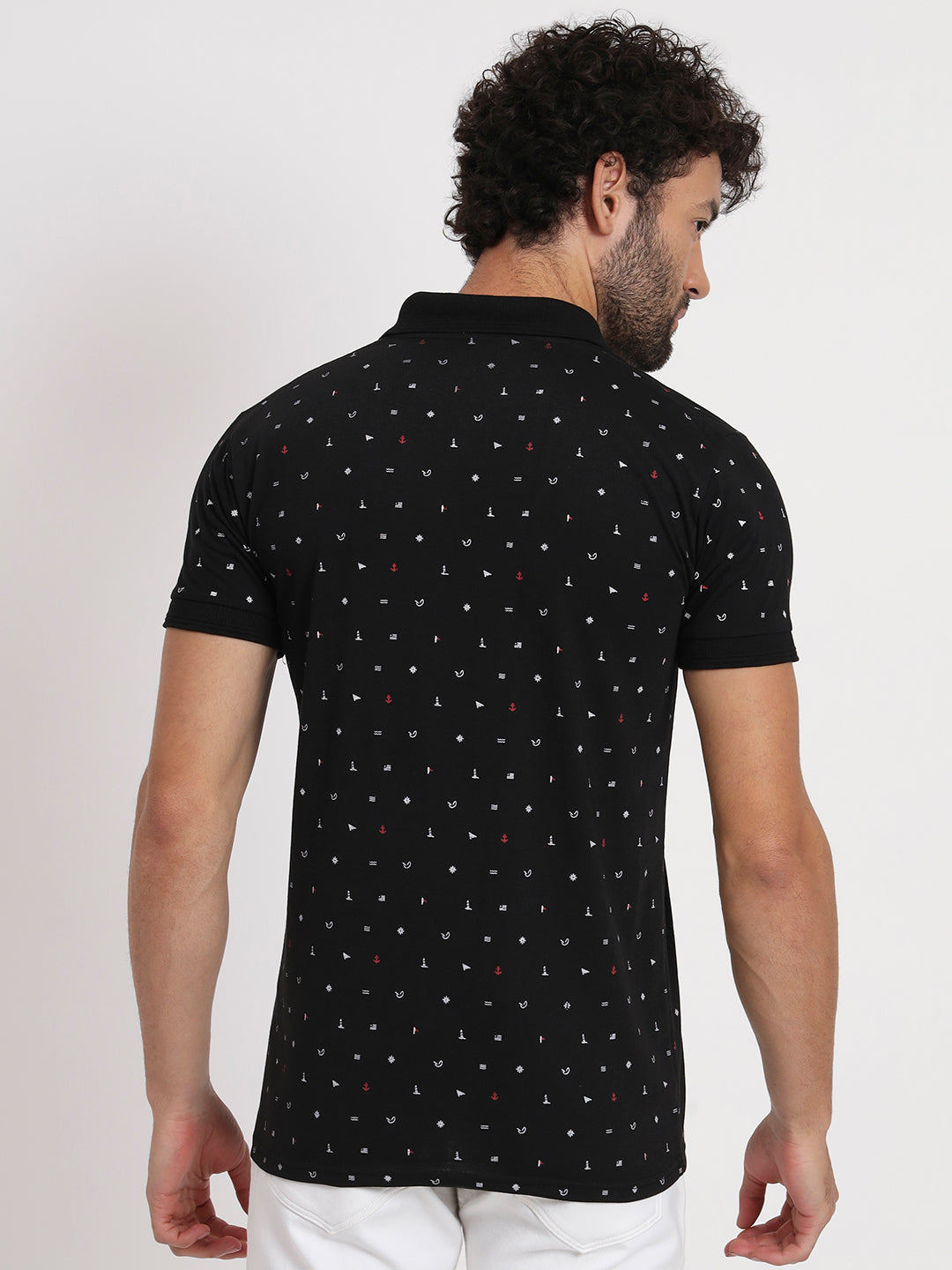 Regular Fit Micro Print Polo T-Shirt