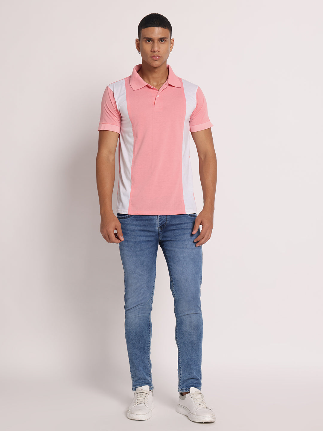 Men Colourblock Slim Fit Polo T-Shirt