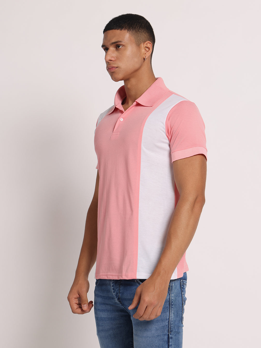 Men Colourblock Slim Fit Polo T-Shirt