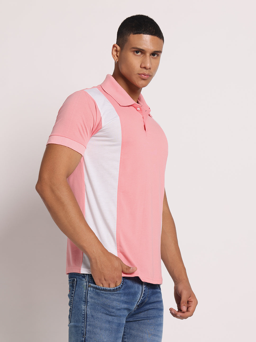 Men Colourblock Slim Fit Polo T-Shirt