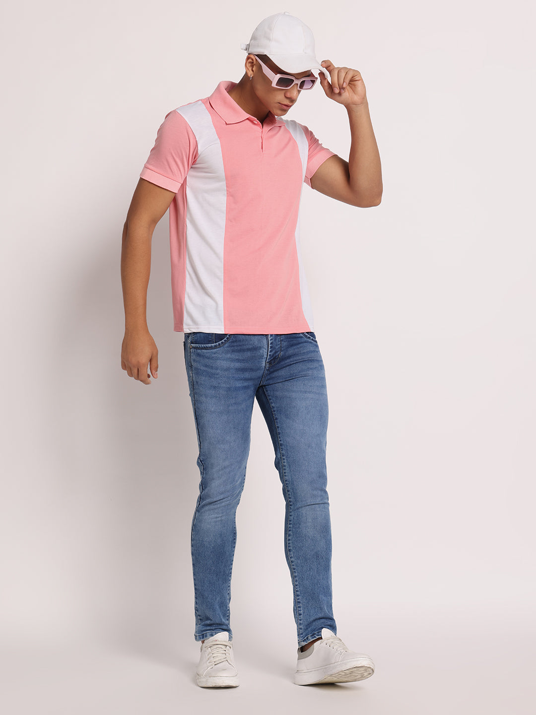 Men Colourblock Slim Fit Polo T-Shirt