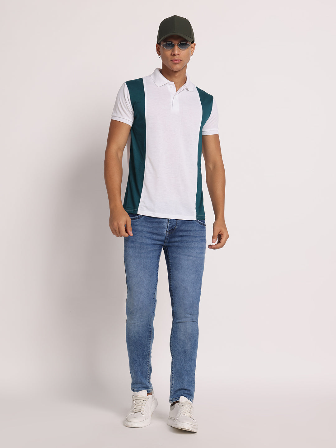 Men Colourblock Slim Fit Polo T-Shirt