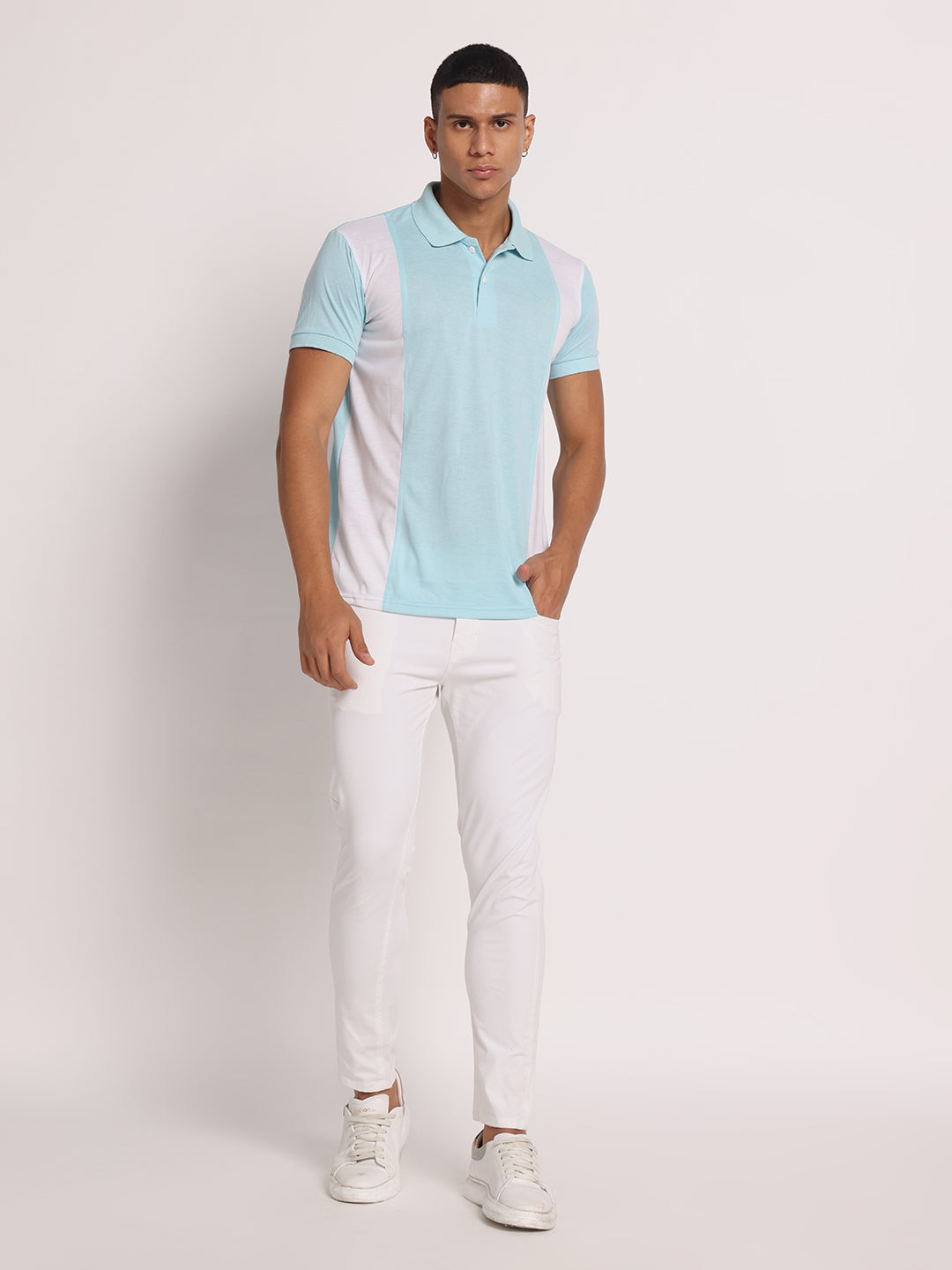 Men Colourblock Slim Fit Polo T-Shirt
