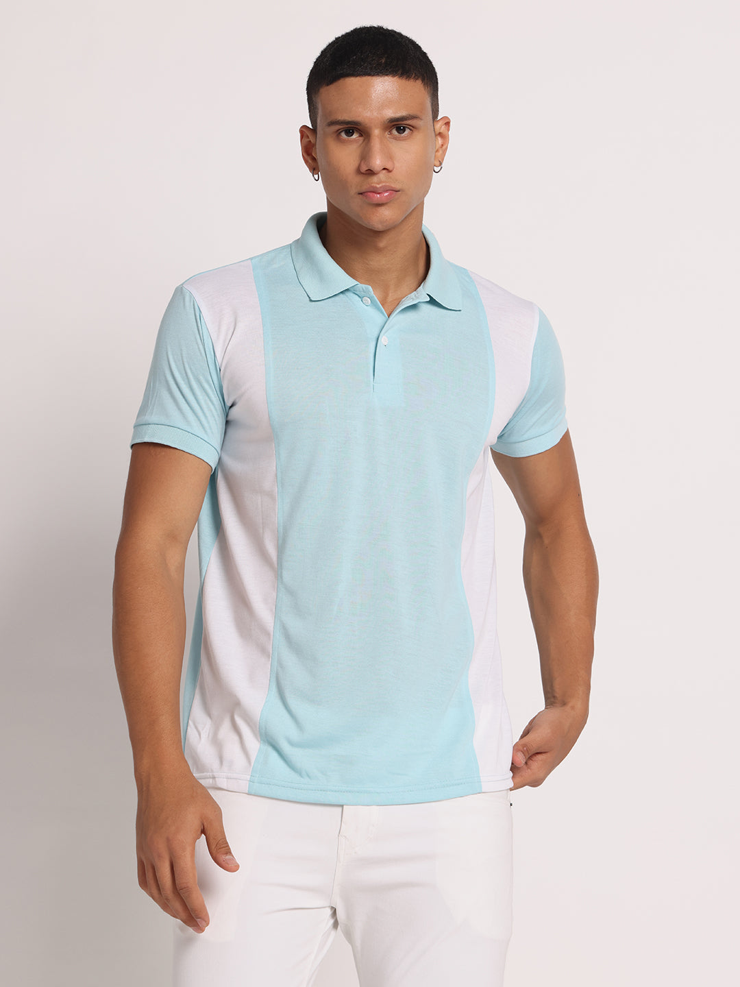 Men Colourblock Slim Fit Polo T-Shirt