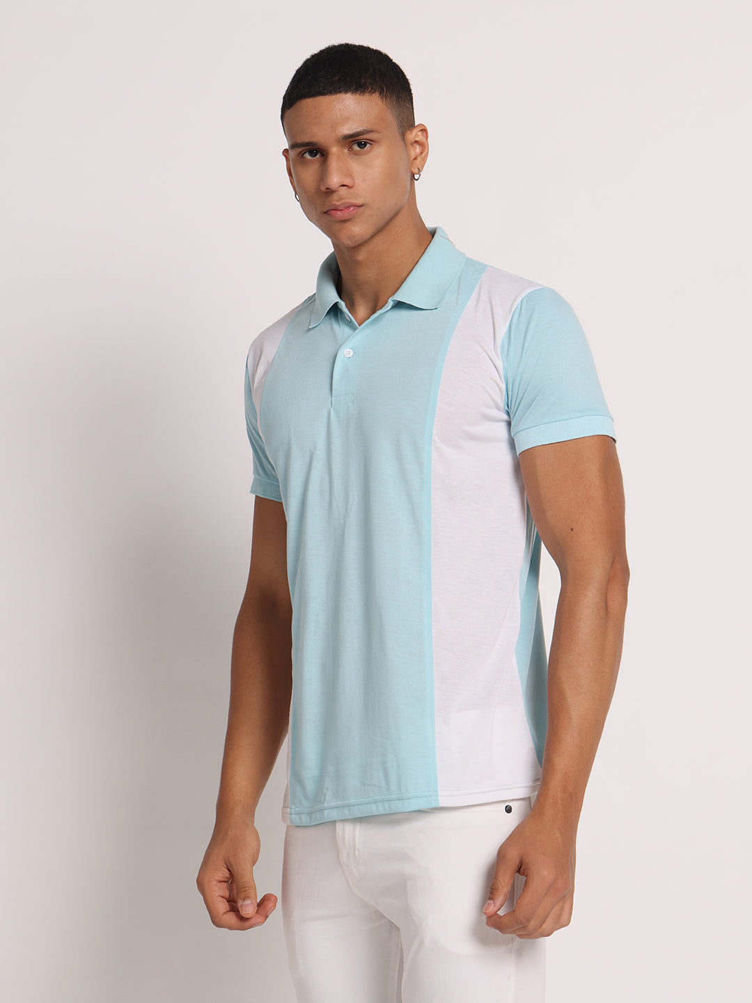 Men Colourblock Slim Fit Polo T-Shirt