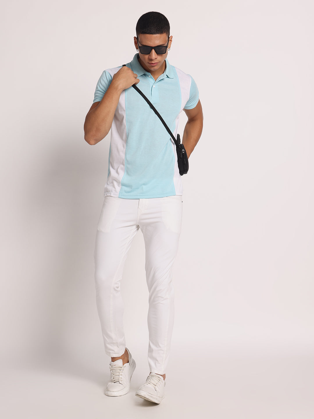 Men Colourblock Slim Fit Polo T-Shirt