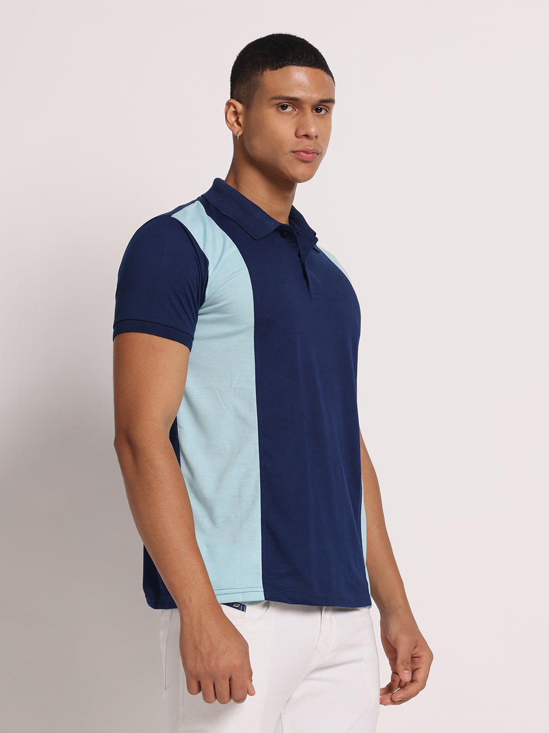 Men Colourblock Slim Fit Polo T-Shirt