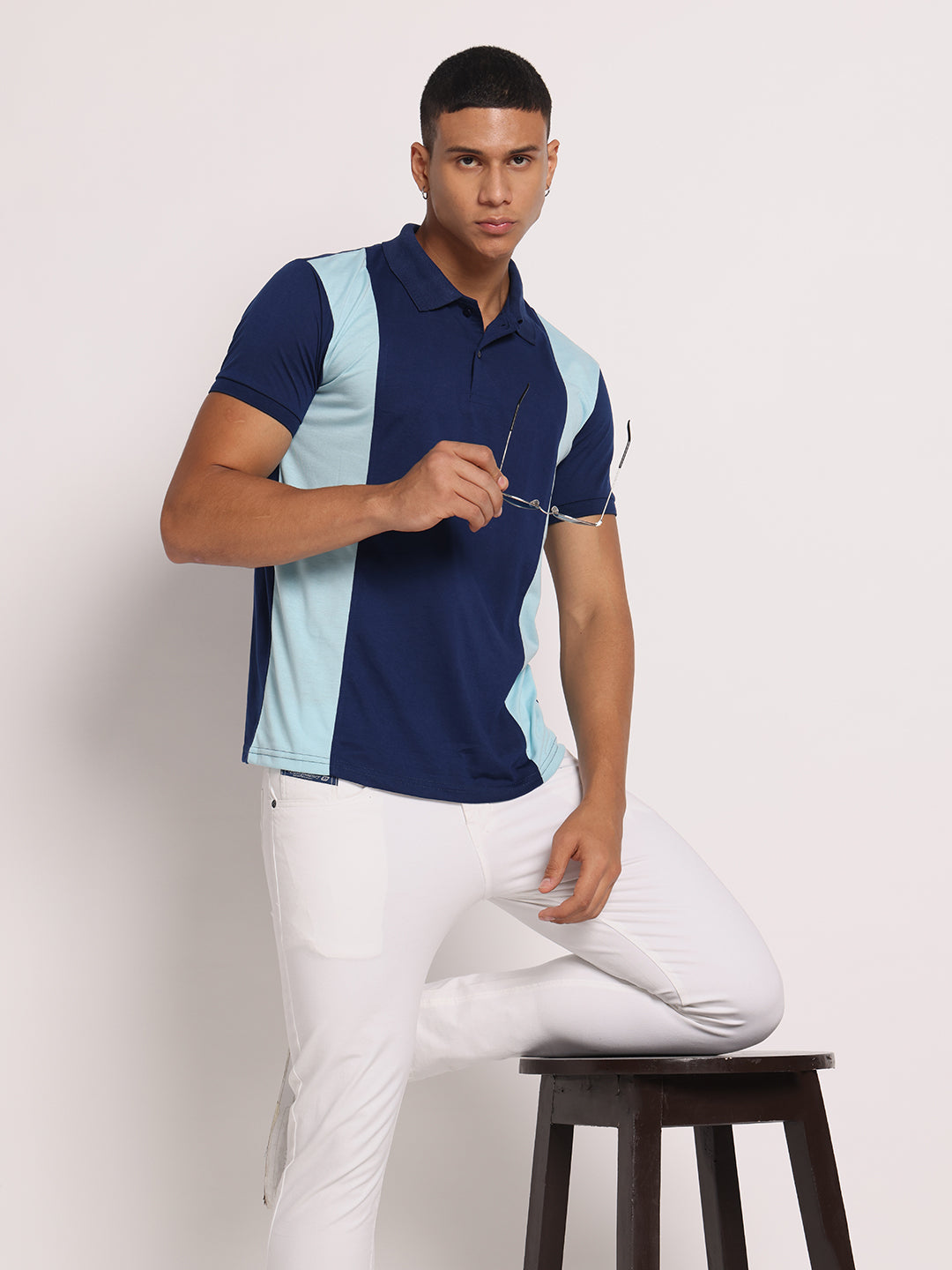 Men Colourblock Slim Fit Polo T-Shirt