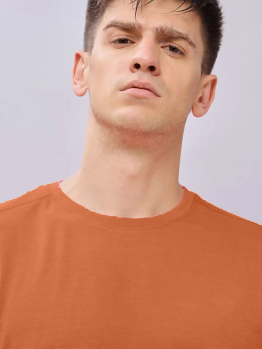 Peach Round Neck Full Sleeve T-shirt