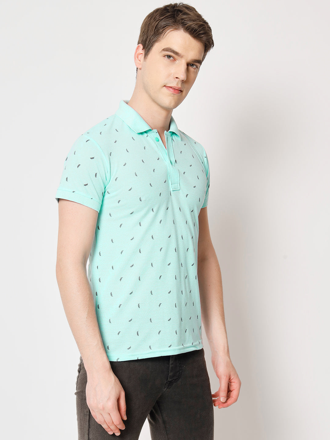 Men Micro Print Regular Fit Polo T-Shirt