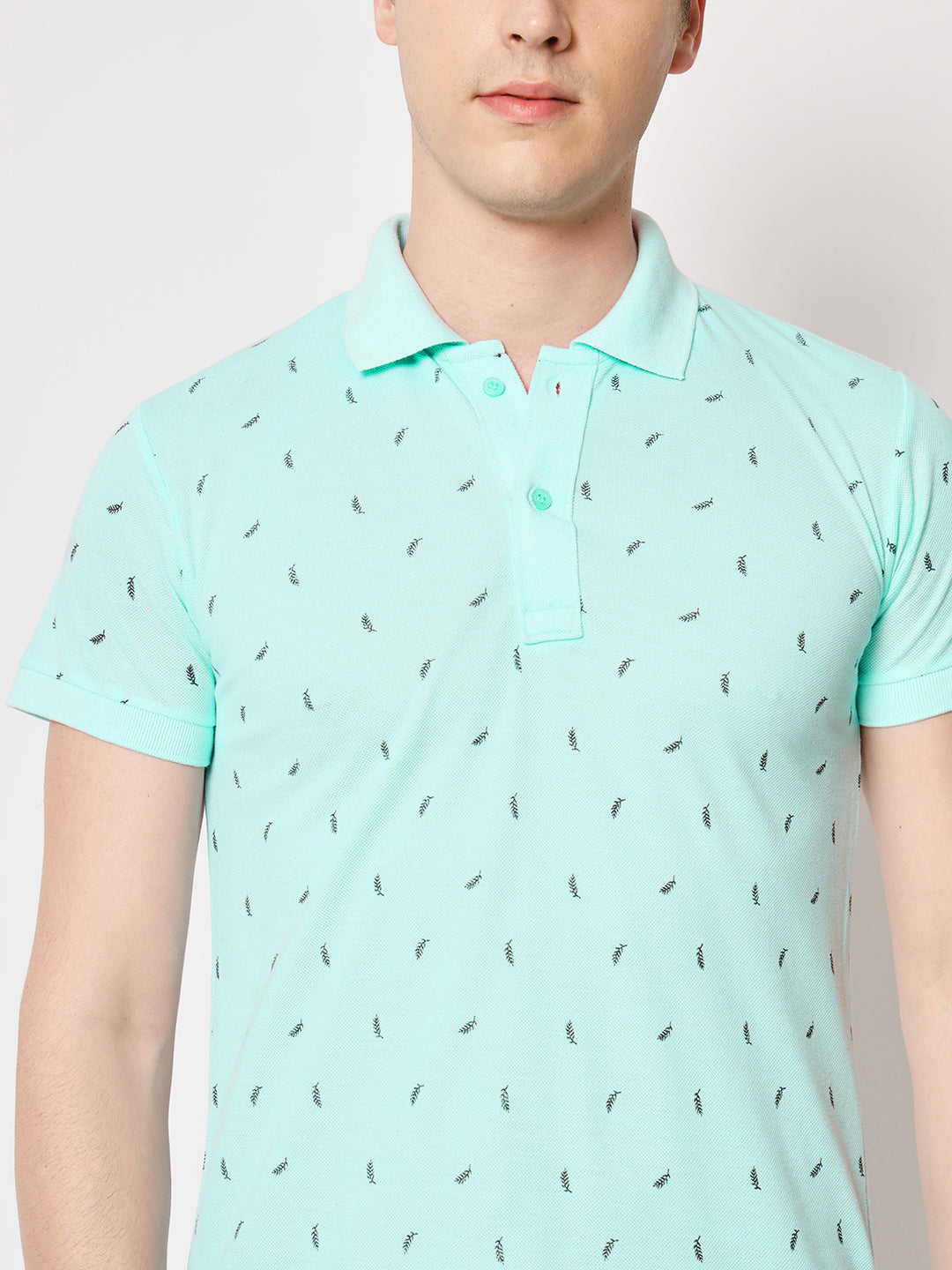 Men Micro Print Regular Fit Polo T-Shirt