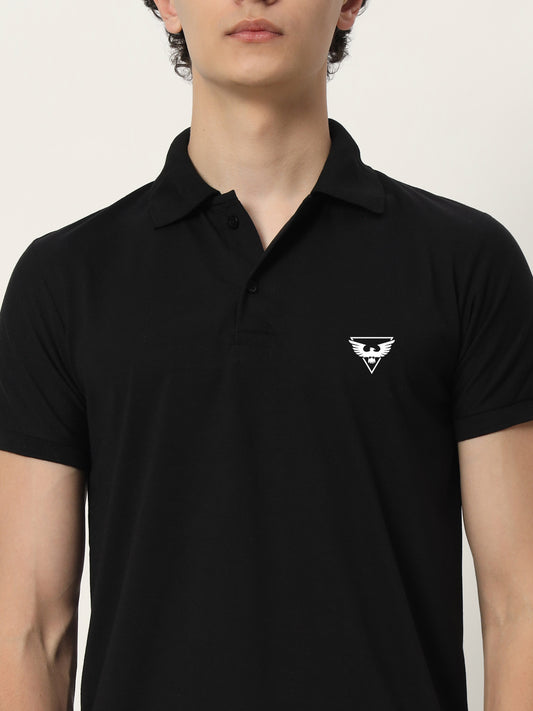 Men Polo Neck Logo Print Collar T-Shirt