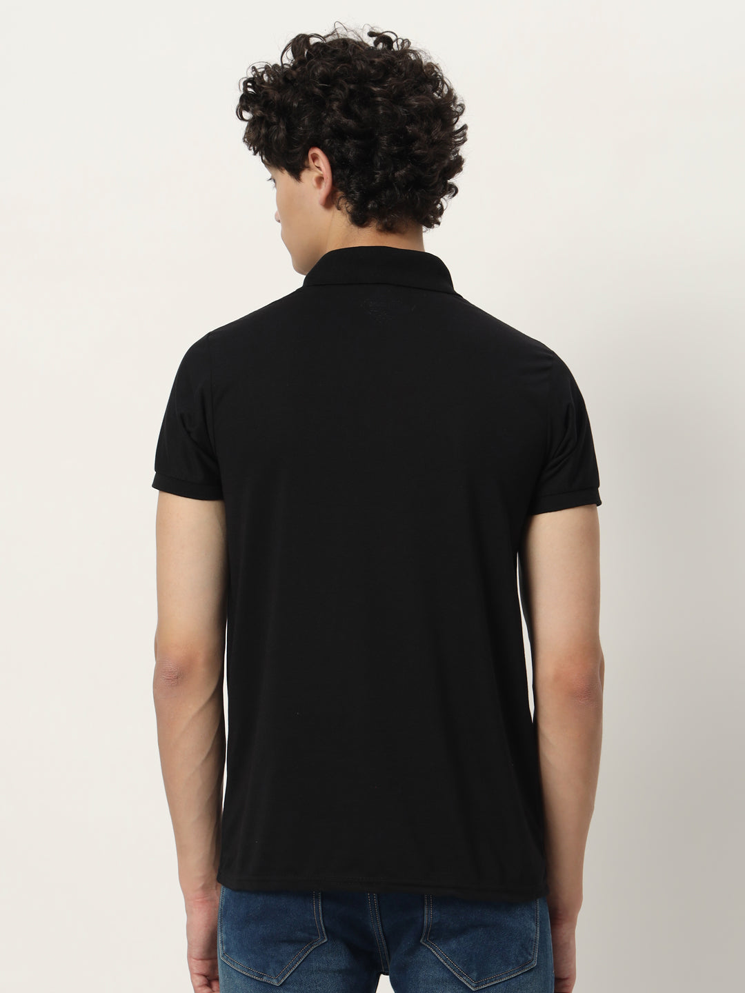 Men Polo Neck Logo Print Collar T-Shirt