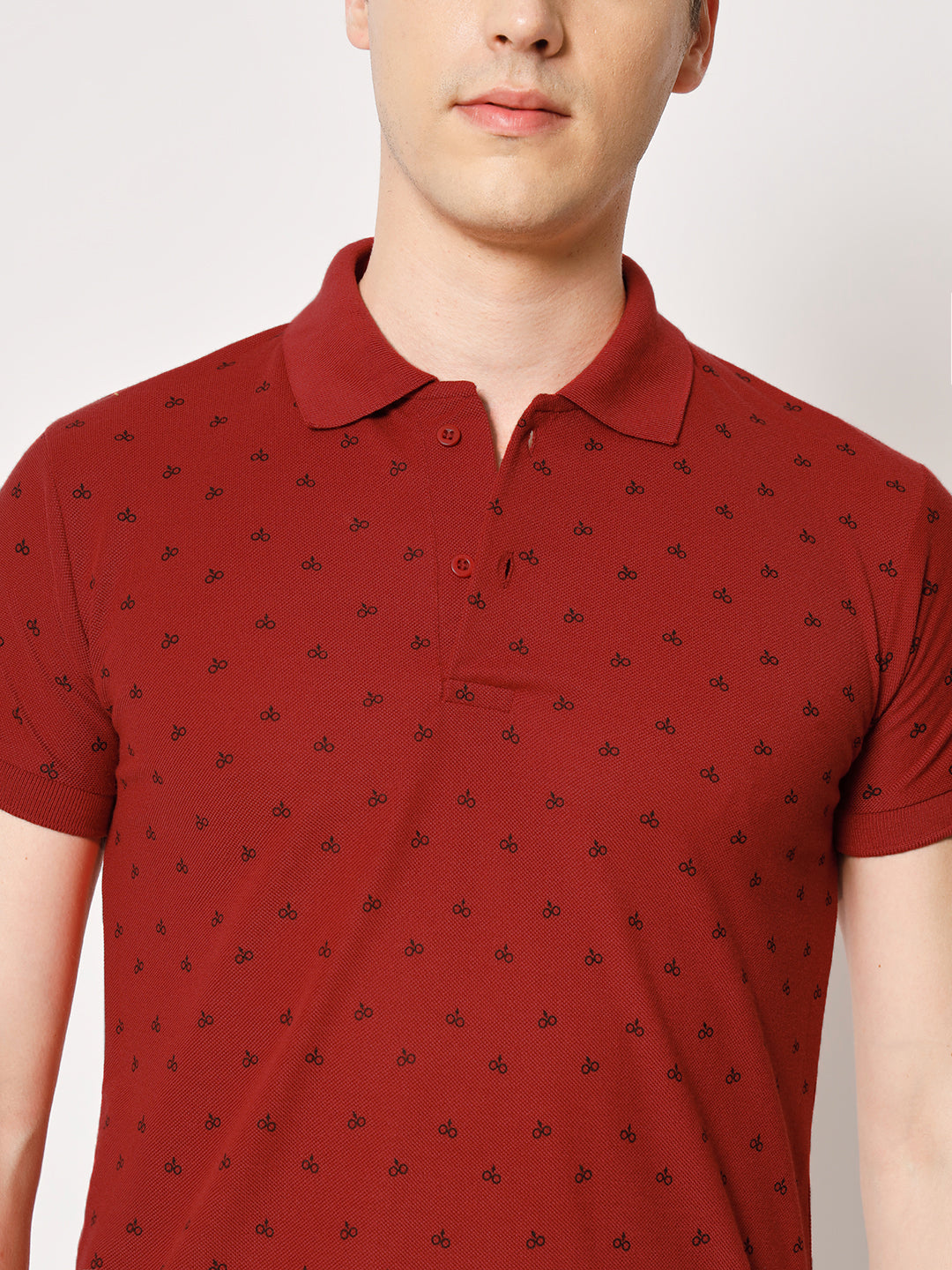 Men Micro Print Regular Fit Polo T-Shirt