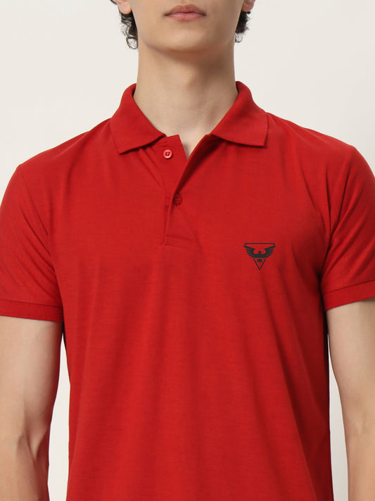 Men Polo Neck Logo Print Collar T-Shirt