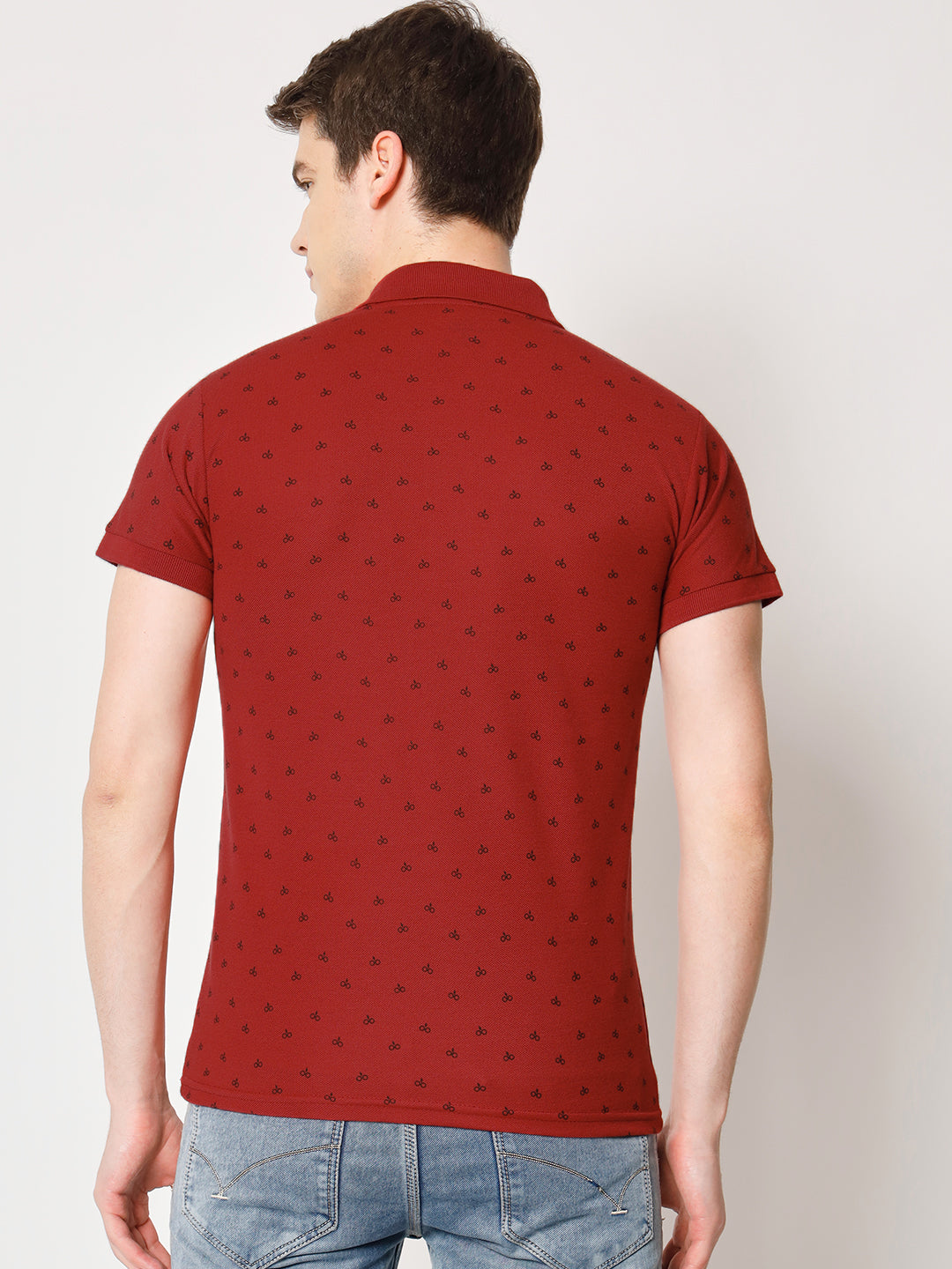Men Micro Print Regular Fit Polo T-Shirt