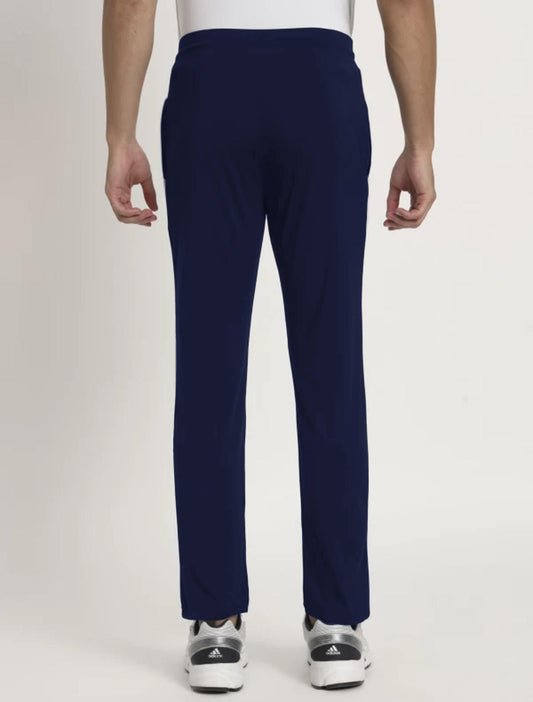 Men Striped Colour-block 4 Way Lycra Track Pant