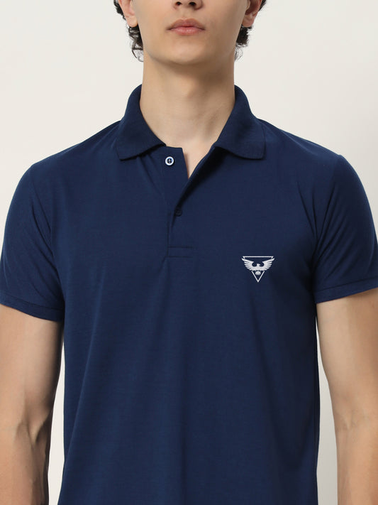 Men Polo Neck Logo Print Collar T-Shirt