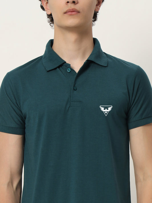 Men Polo Neck Logo Print Collar T-Shirt