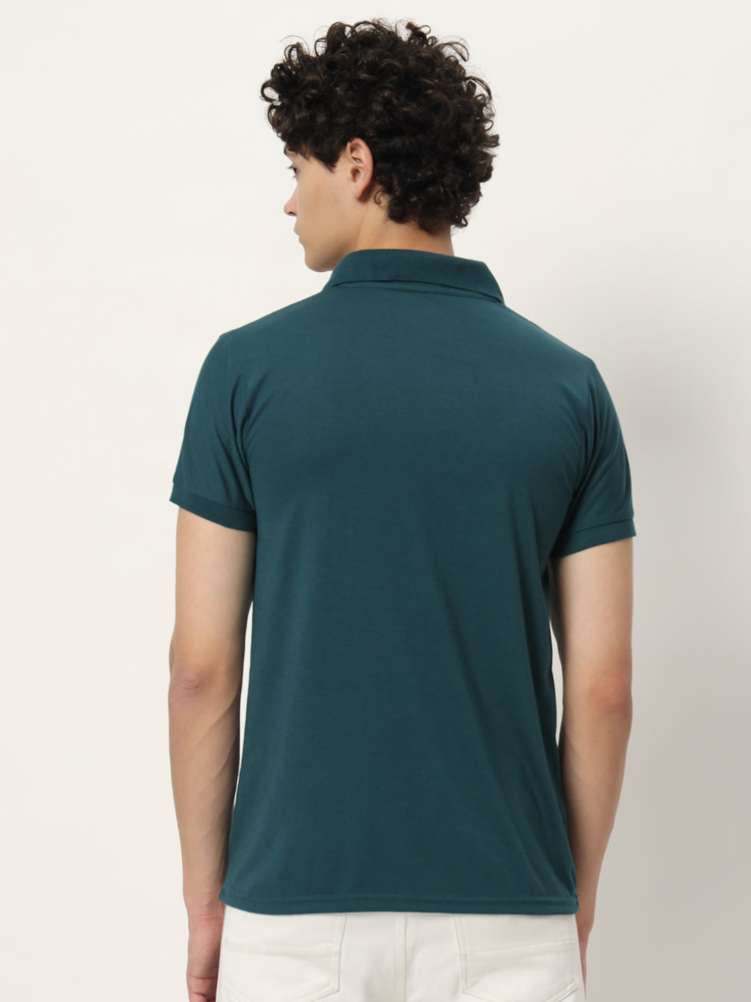 Men Polo Neck Logo Print Collar T-Shirt