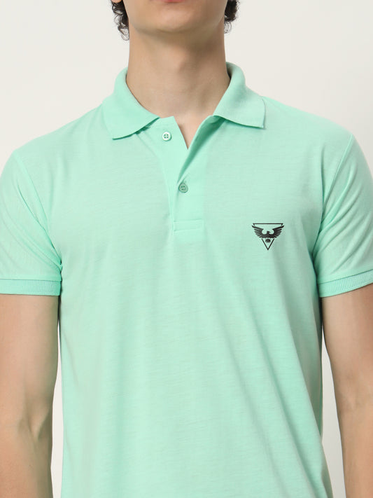 Men Polo Neck Logo Print Collar T-Shirt