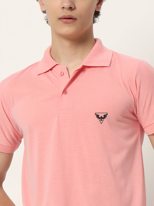 Men Polo Neck Logo Print Collar T-Shirt