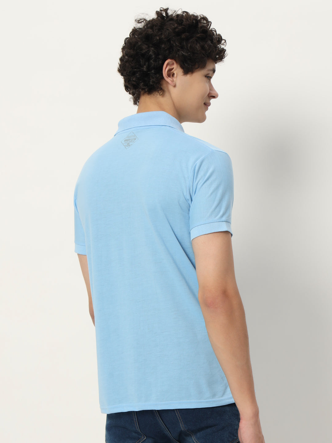 Men Polo Neck Logo Print Collar T-Shirt