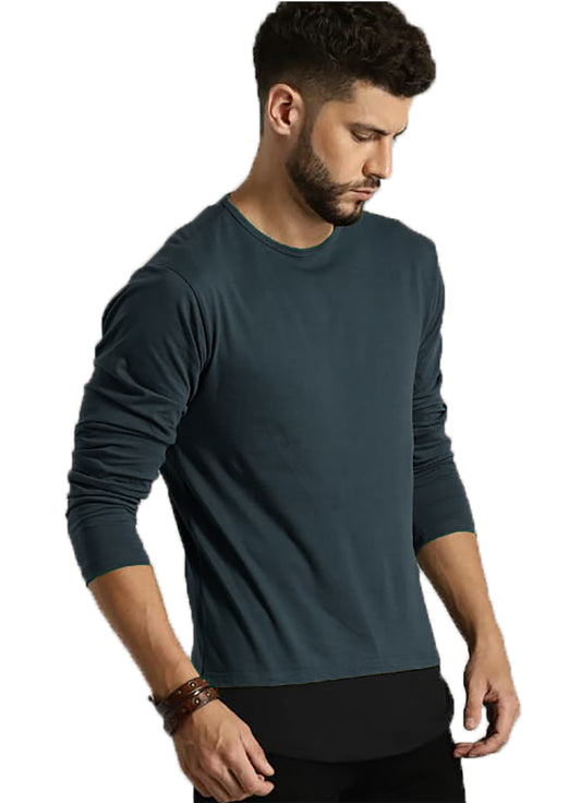 Navy Blue Round Neck Full Sleeve T-shirt