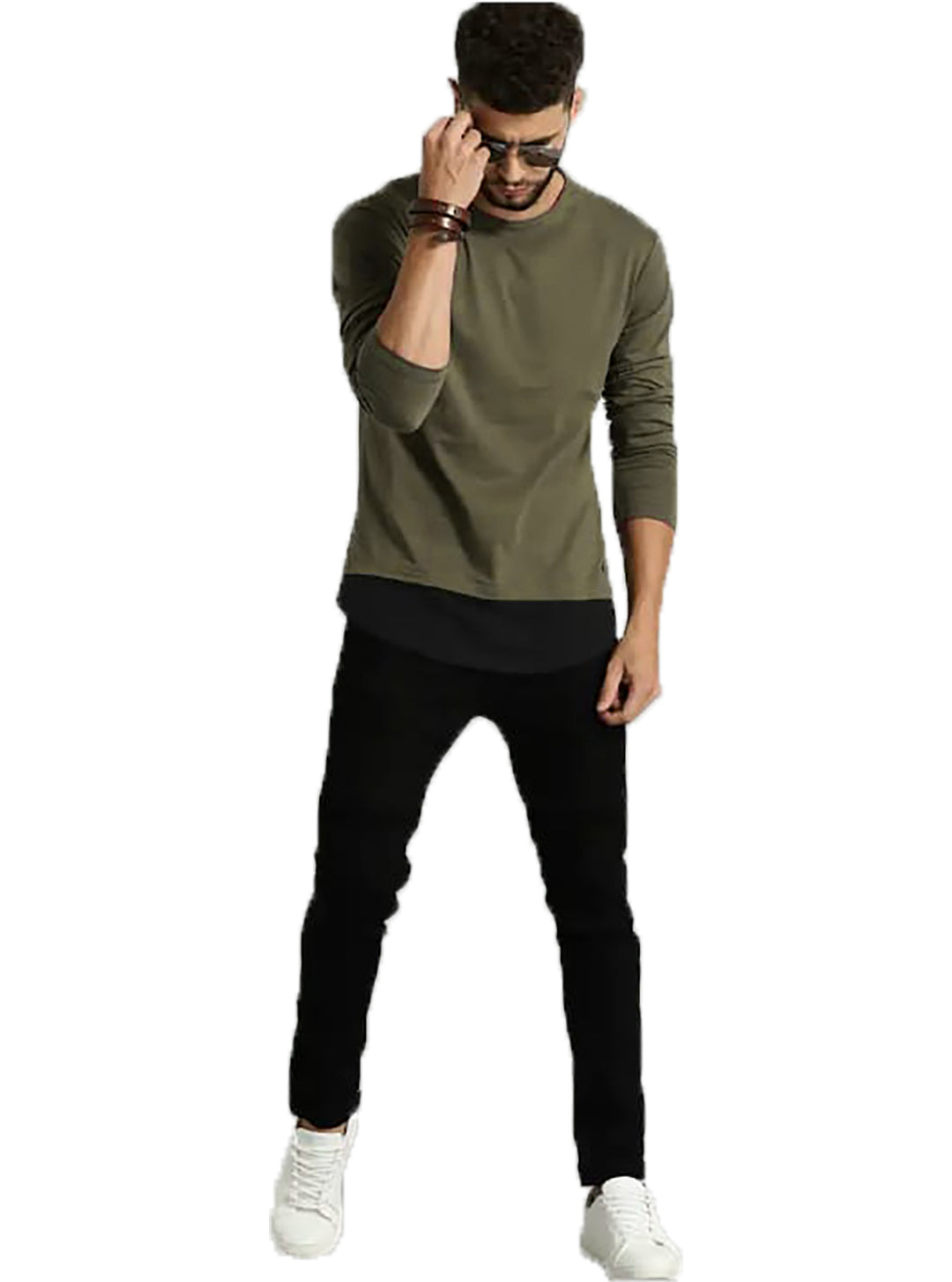 Green Round Neck Full Sleeve T-shirt