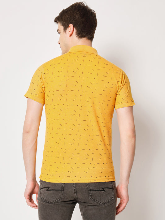 Men Micro Print Regular Fit Polo T-Shirt