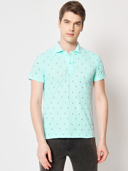 Men Micro Print Regular Fit Polo T-Shirt