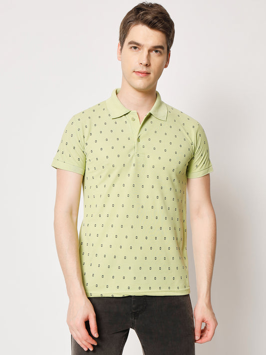 Regular Fit Micro Print Polo T-Shirt