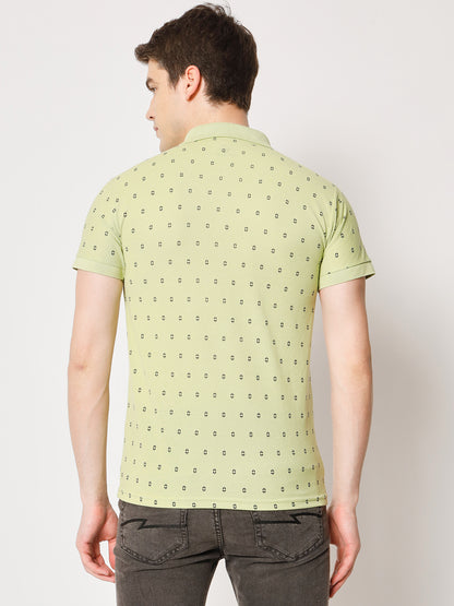Regular Fit Micro Print Polo T-Shirt