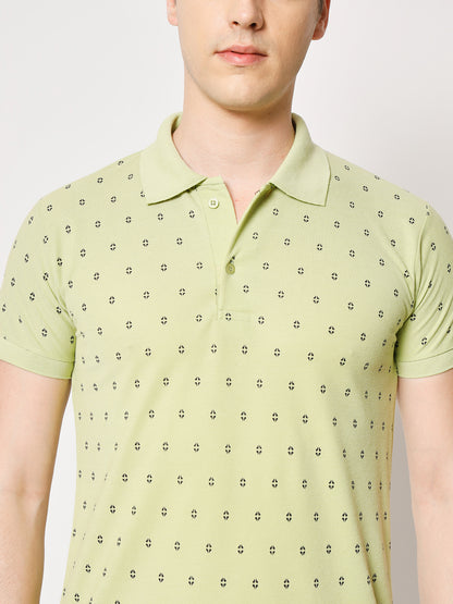 Regular Fit Micro Print Polo T-Shirt