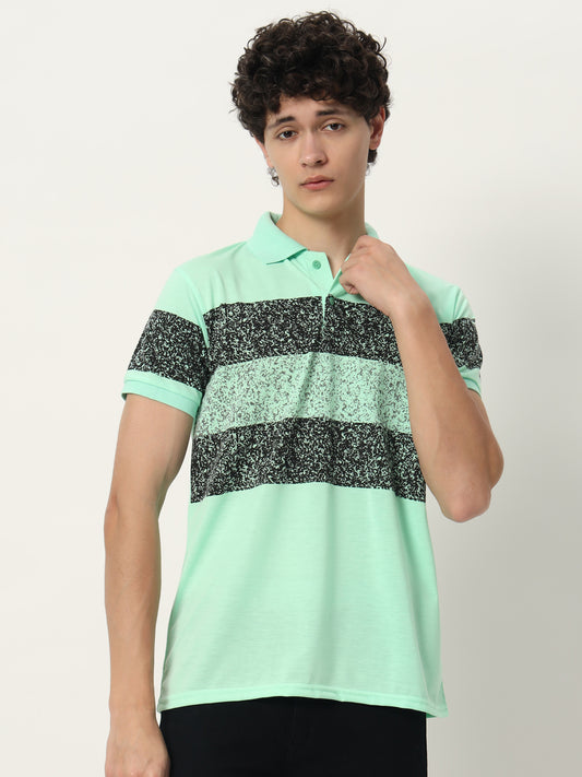 Men Micro Print Regular Fit Polo T-shirt