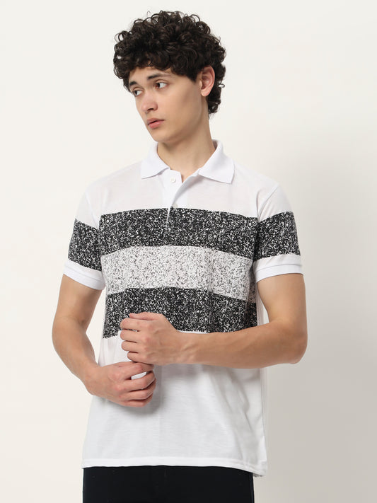Men Micro Print Regular Fit Polo T-shirt