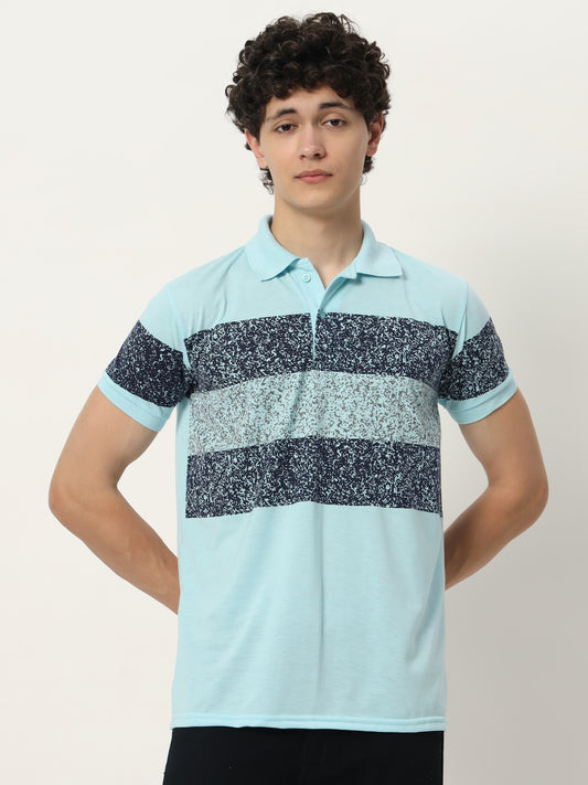 Men Micro Print Regular Fit Polo T-shirt