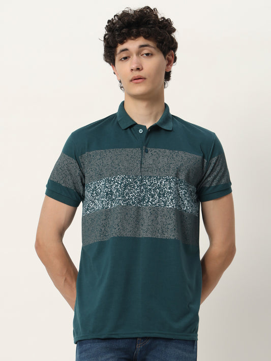 Men Micro Print Regular Fit Polo T-shirt