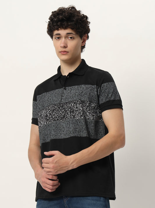 Men Micro Print Regular Fit Polo T-shirt