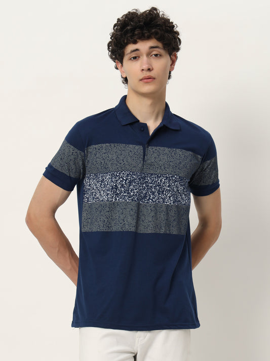 Men Micro Print Regular Fit Polo T-shirt