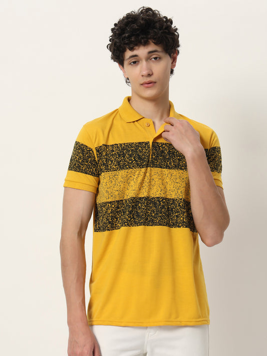 Men Micro Print Regular Fit Polo T-shirt