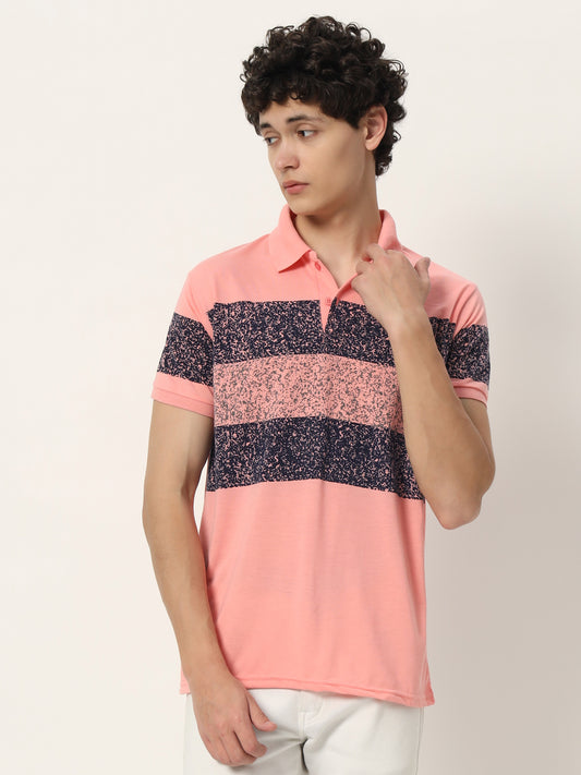 Men Micro Print Regular Fit Polo T-shirt