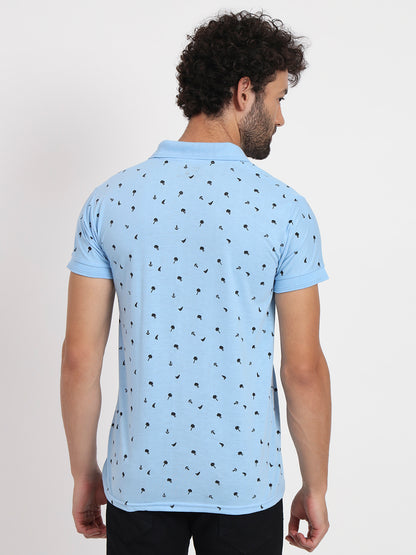 Men Printed Polo Neck Cotton T-Shirt
