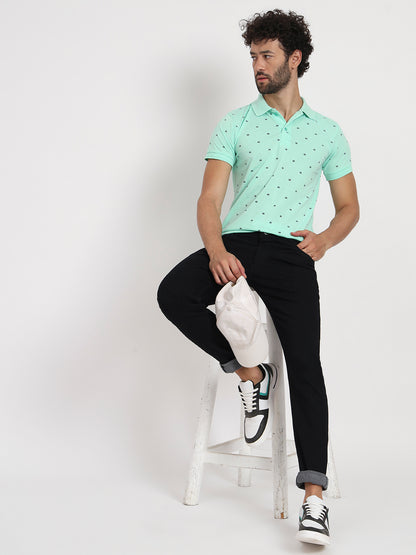 Regular Fit Micro Print Polo T-Shirt