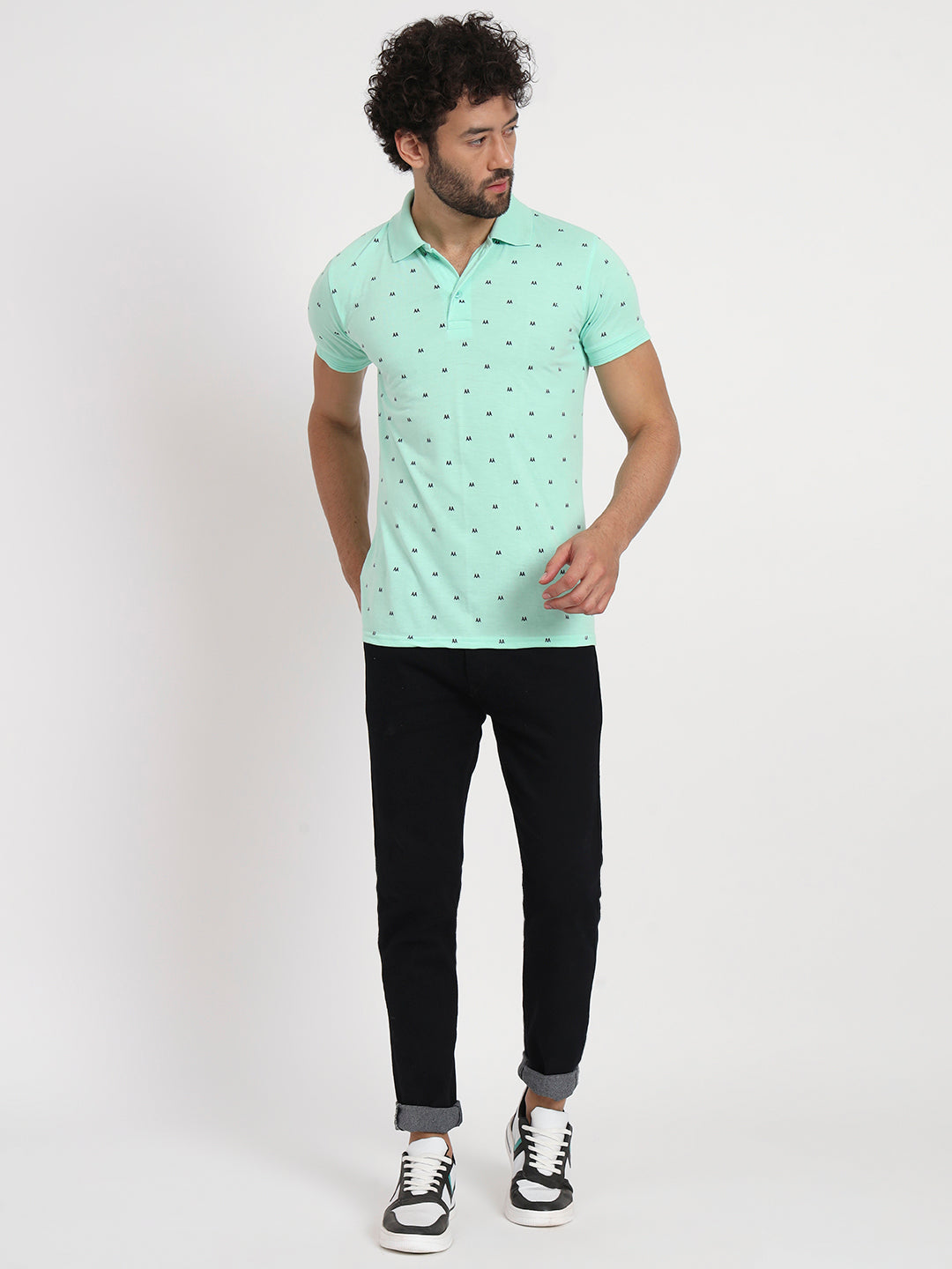 Regular Fit Micro Print Polo T-Shirt